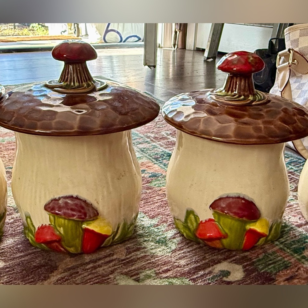 McCoy Vintage Mushroom Ceramic Canisters